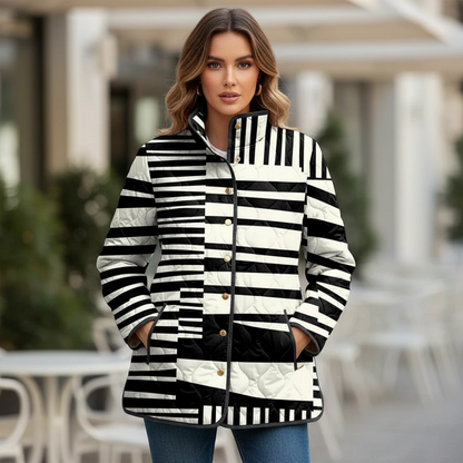Women’s Striped Quilted Snap Jacket