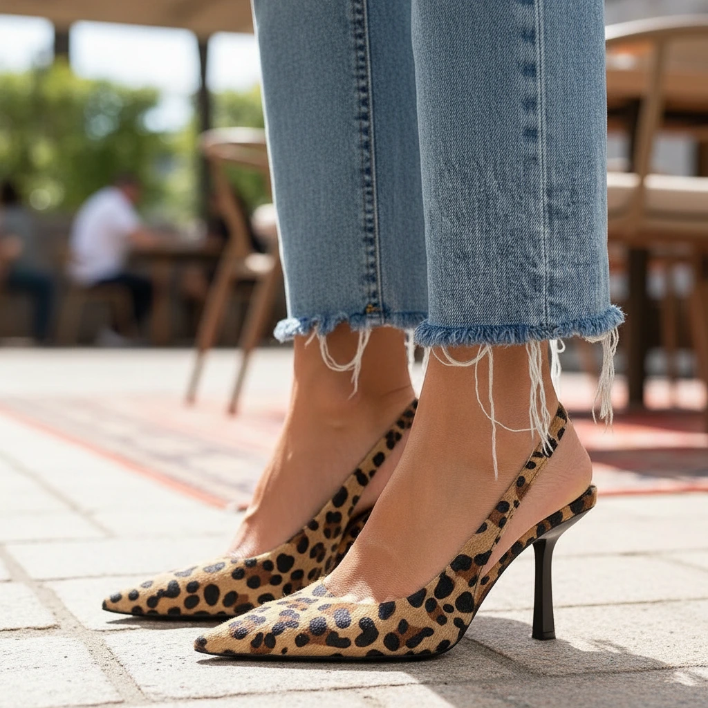 Leopard Slingback Heel Pumps
