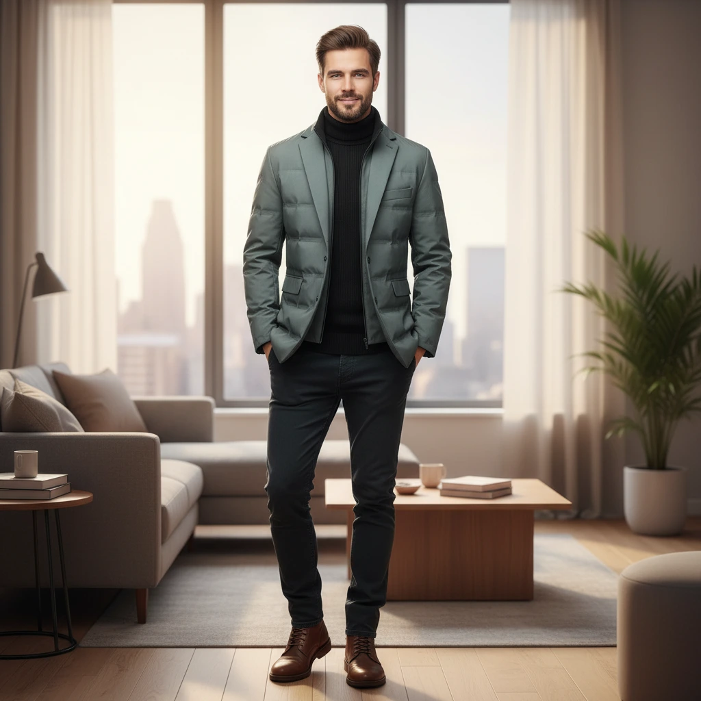 Men’s Quilted Tailored Blazer Jacket
