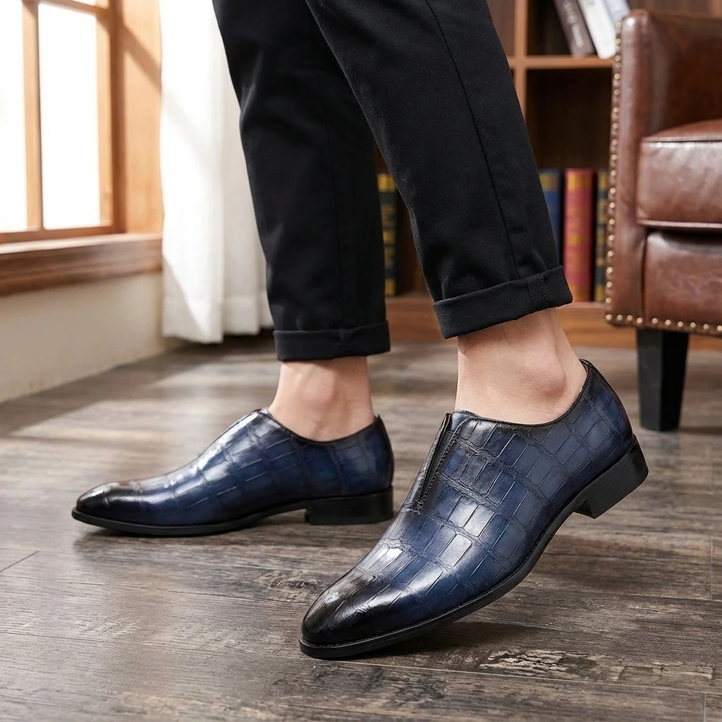 Textured Slip-On Loafer Shoes