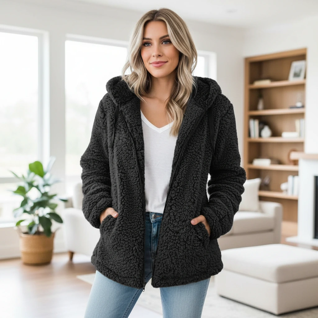 Women’s Cozy Teddy Hooded Jacket