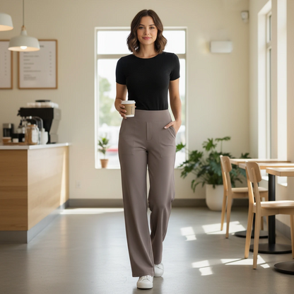 High-Waist Straight-Leg Performance Pants
