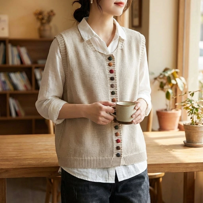 Classic Button Front Knit Vest