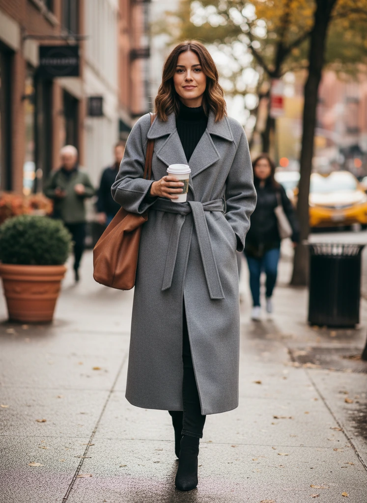 Elegant Long Belted Winter Wrap Coat