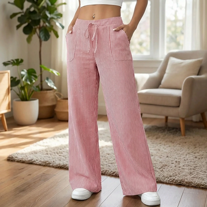Relaxed Wide-Leg Stripe Trousers