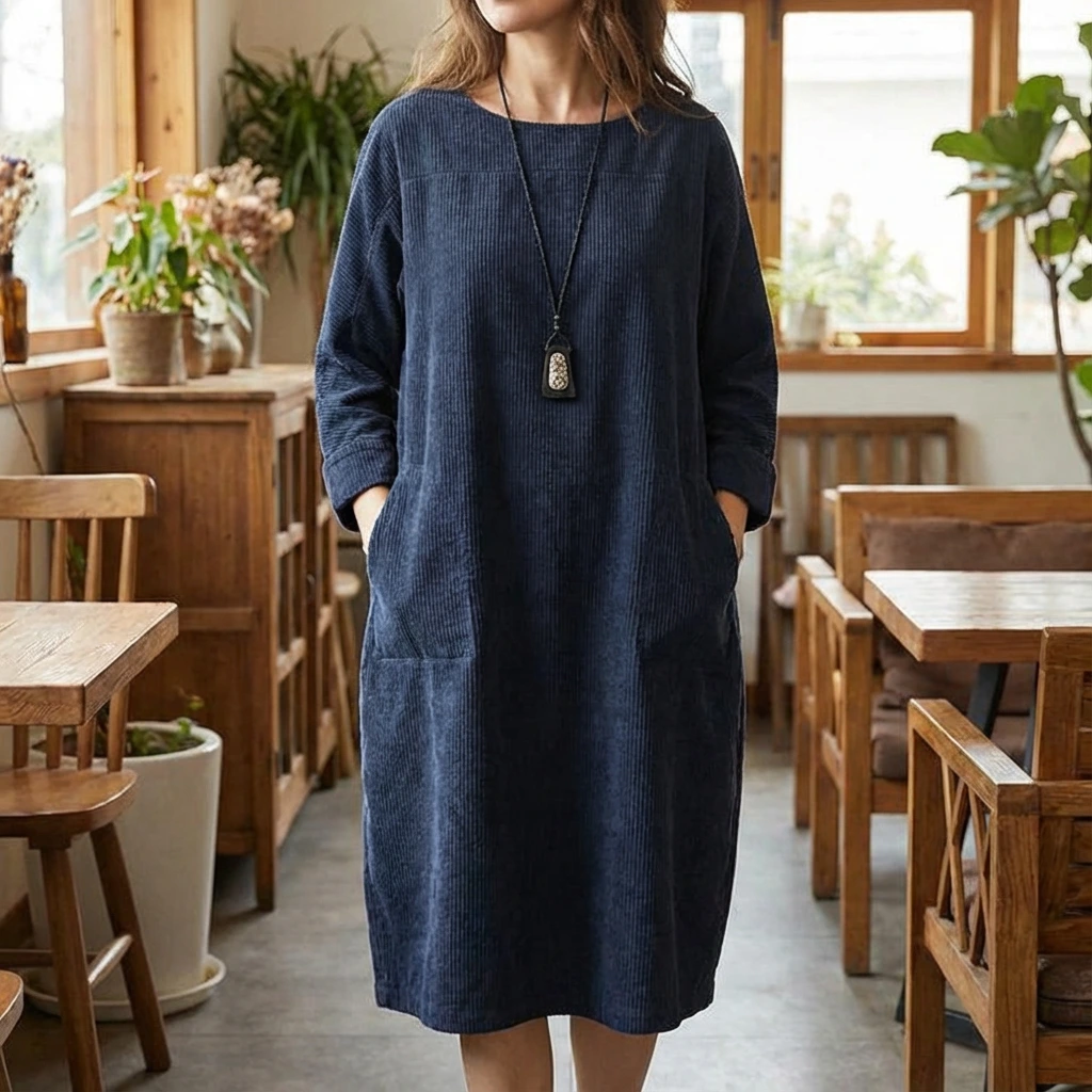 Relaxed Long Sleeve Midi Dress