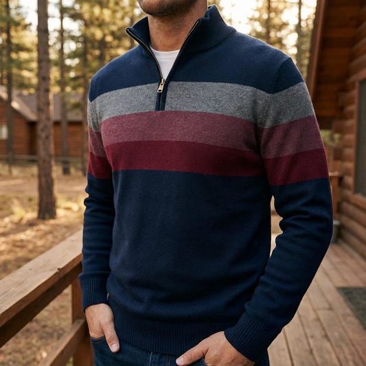 Half-Zip Striped Pullover