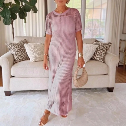 Sheer Knit Evening Maxi Gown