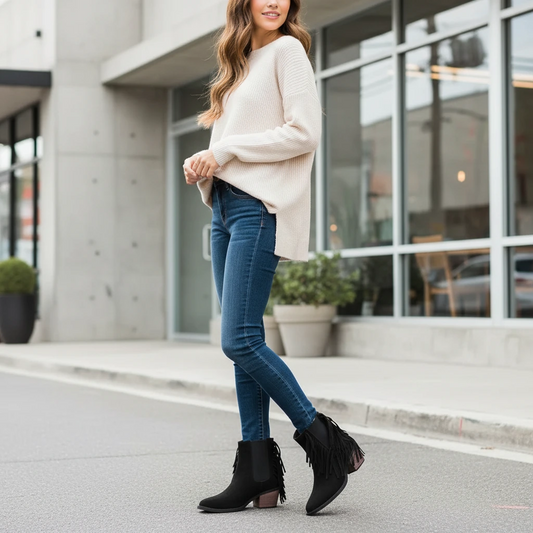 Fringe Western Ankle Boots