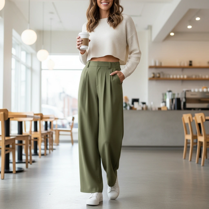 High-Waist Wide-Leg Trousers