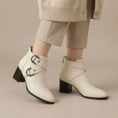 Women's Buckle Strap Block Heel Ankle Orthopedic Boots