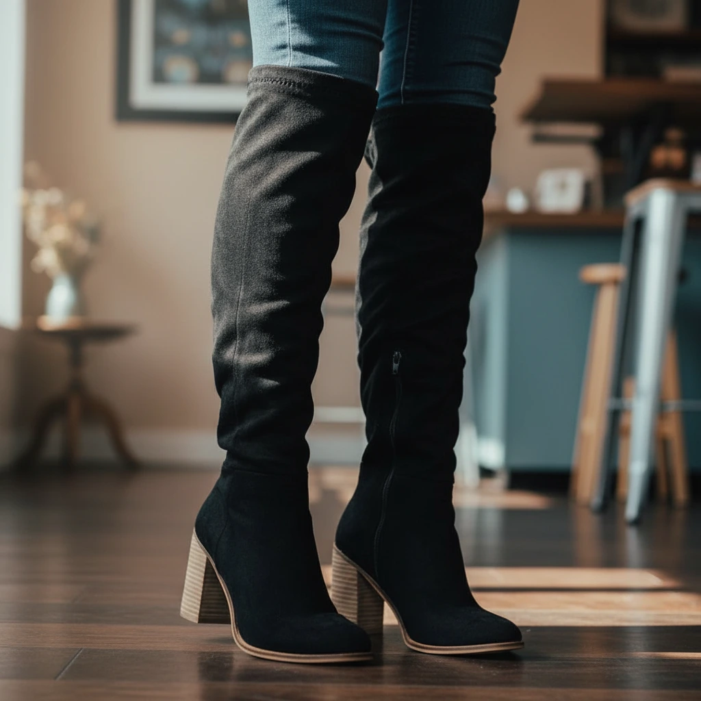Slouch Knee-High Block Heel Boots