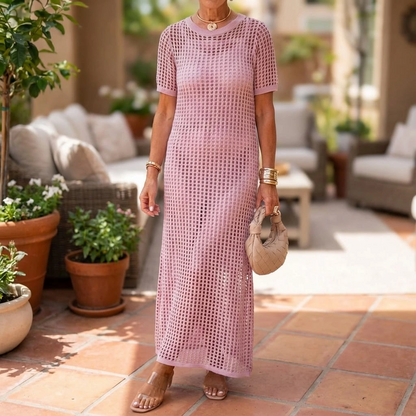 Sheer Knit Evening Maxi Gown