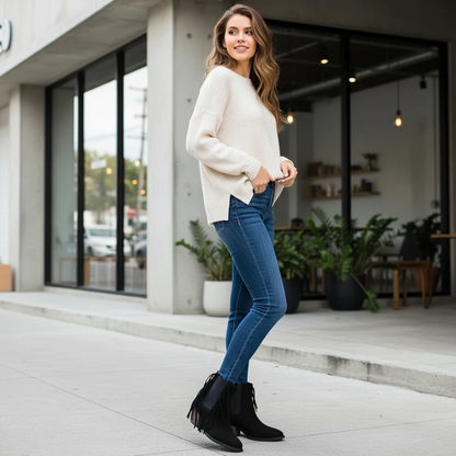 Fringe Western Ankle Boots