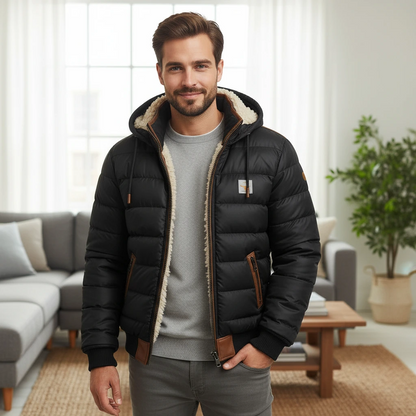 Hooded Sherpa-Lined Puffer Jacket