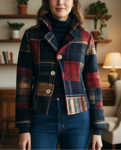 Women’s Tailored Plaid Button Jacket