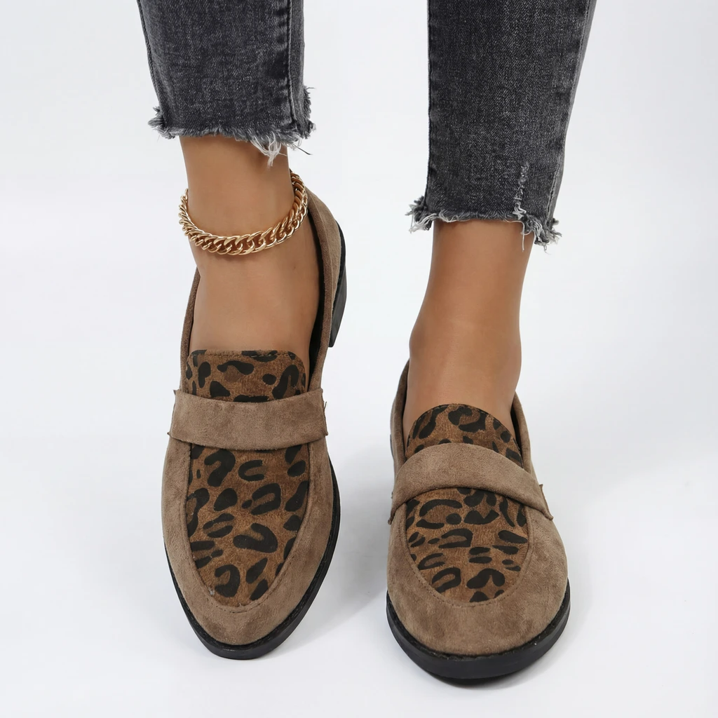 Women’s Leopard Block Heel Loafers