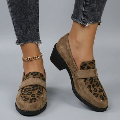 Women’s Leopard Block Heel Loafers