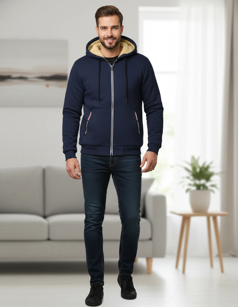 Men’s Winter Plush-Lined Zip Hoodie