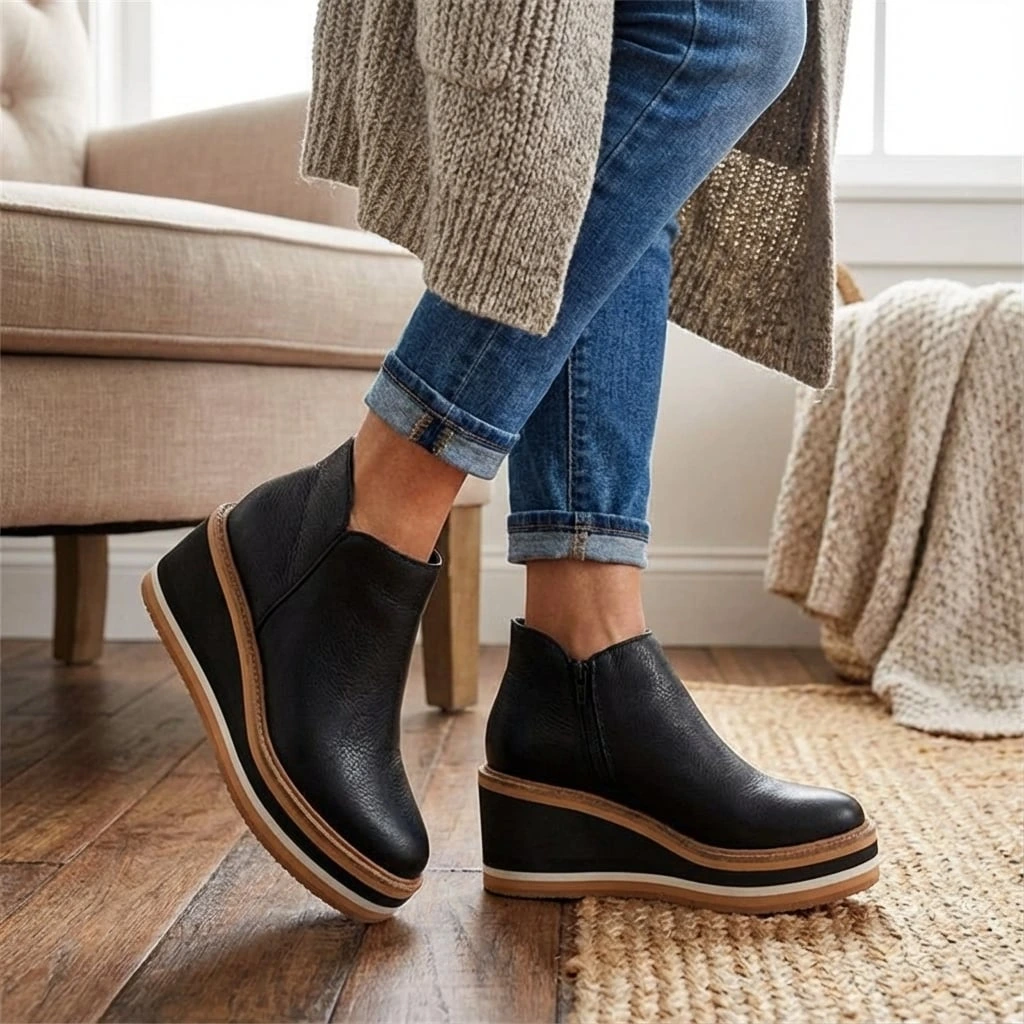 Orthopedic Everyday Platform Zip Ankle Boots