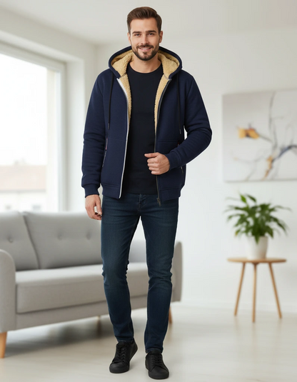 Men’s Winter Plush-Lined Zip Hoodie