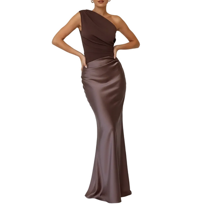 Serelisse | Women’s One Shoulder Pleated Maxi Evening Dress