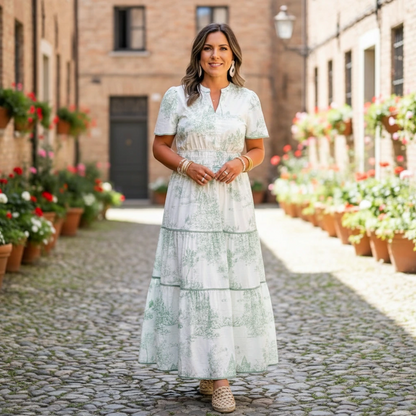 Women’s Printed Button-Front Maxi Dress