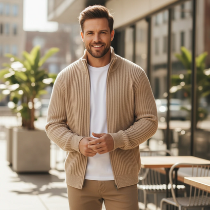 Men’s Ribbed Zip-Up Knit Jacket