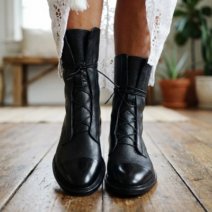 Lace-Up Mid-Calf Boots