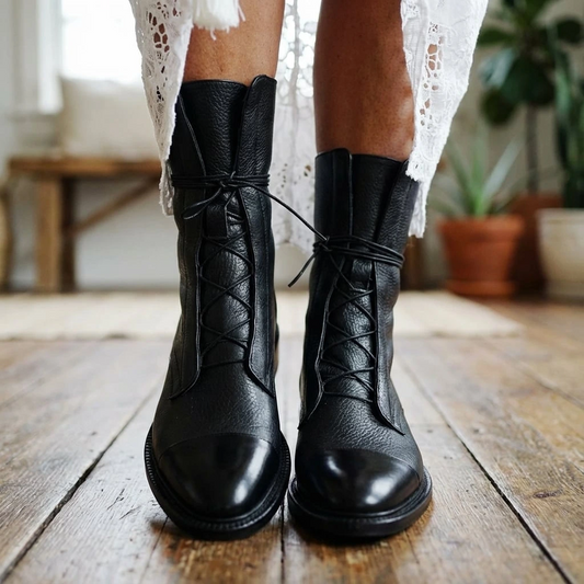 Lace-Up Mid-Calf Boots