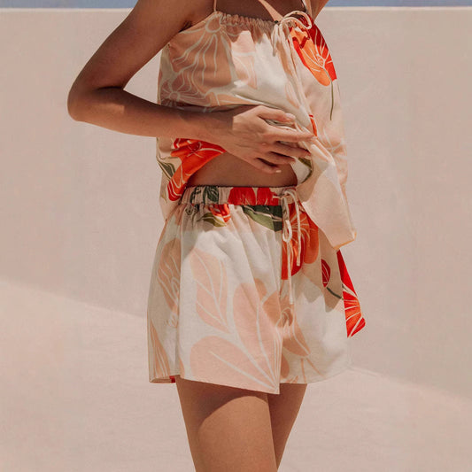 Women's Floral Print Spaghetti Strap Blouse - Fashinoza