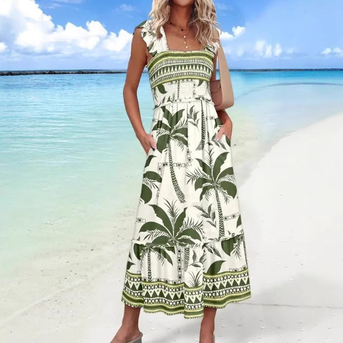 Ariana Women's Sleeveless Printed Midi Dress - Fashinoza