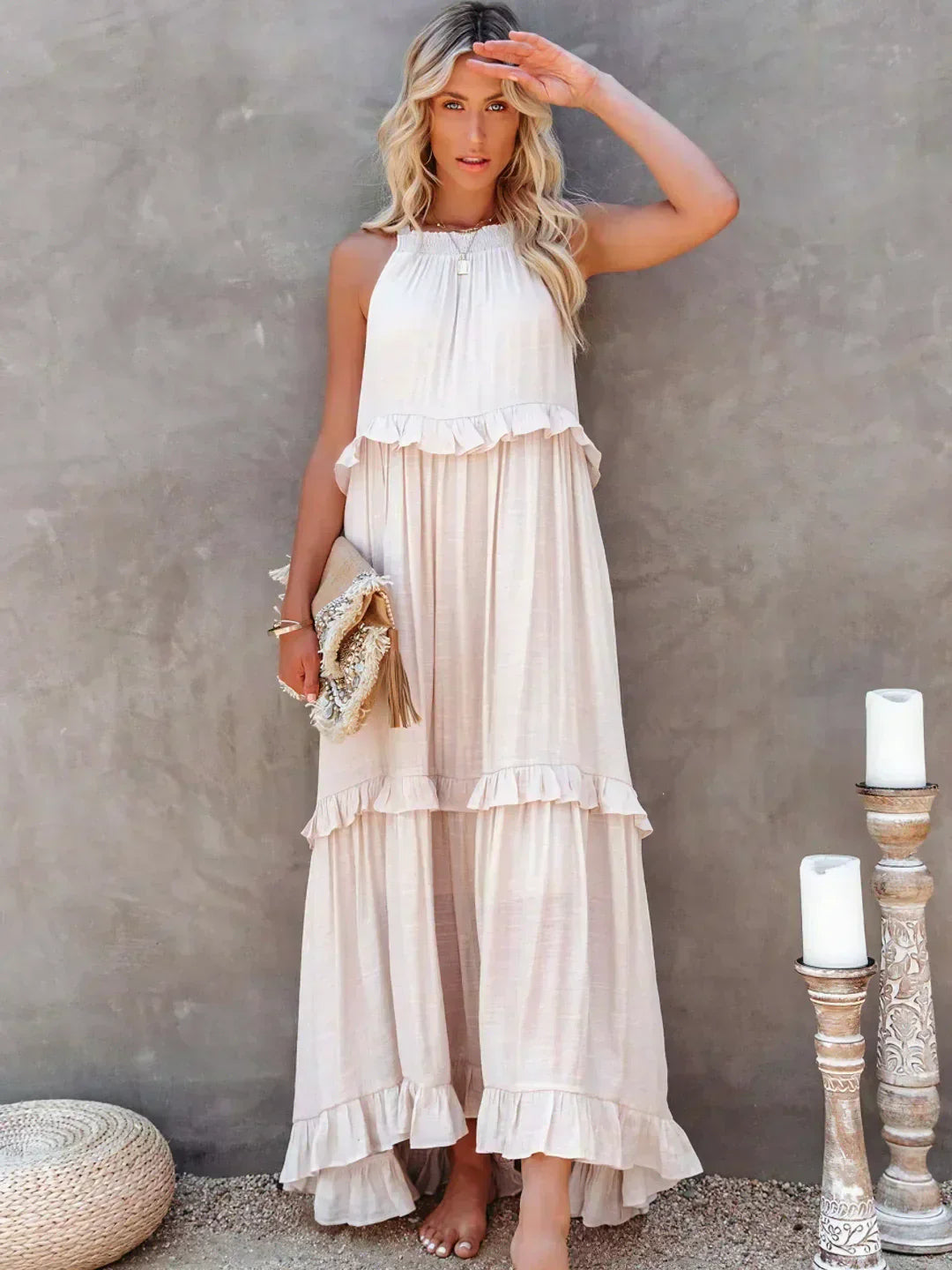 Women's Sleeveless Maxi Dress Tiered - Fashinoza