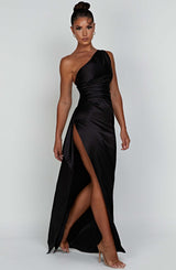 Women's Satin One Shoulder Bodycon Dress
