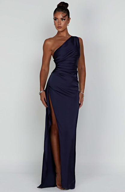 Women's Satin One Shoulder Bodycon Dress