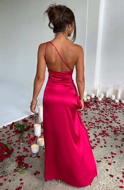 Women's Satin One Shoulder Bodycon Dress