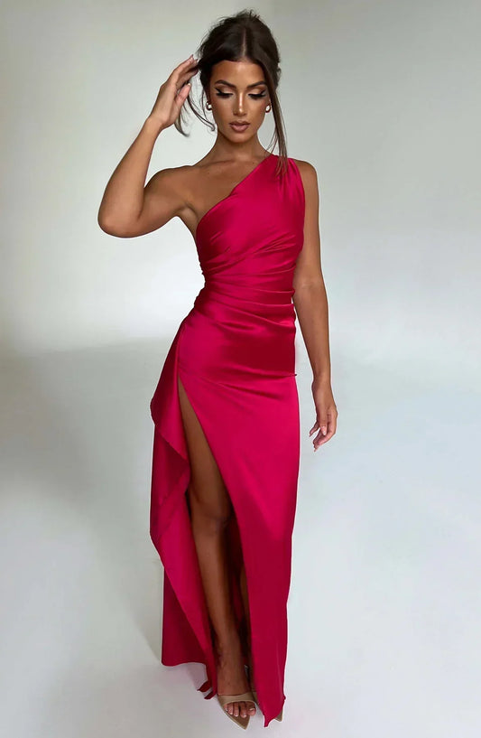 Women's Satin Evening Dress - 
Fashinoza