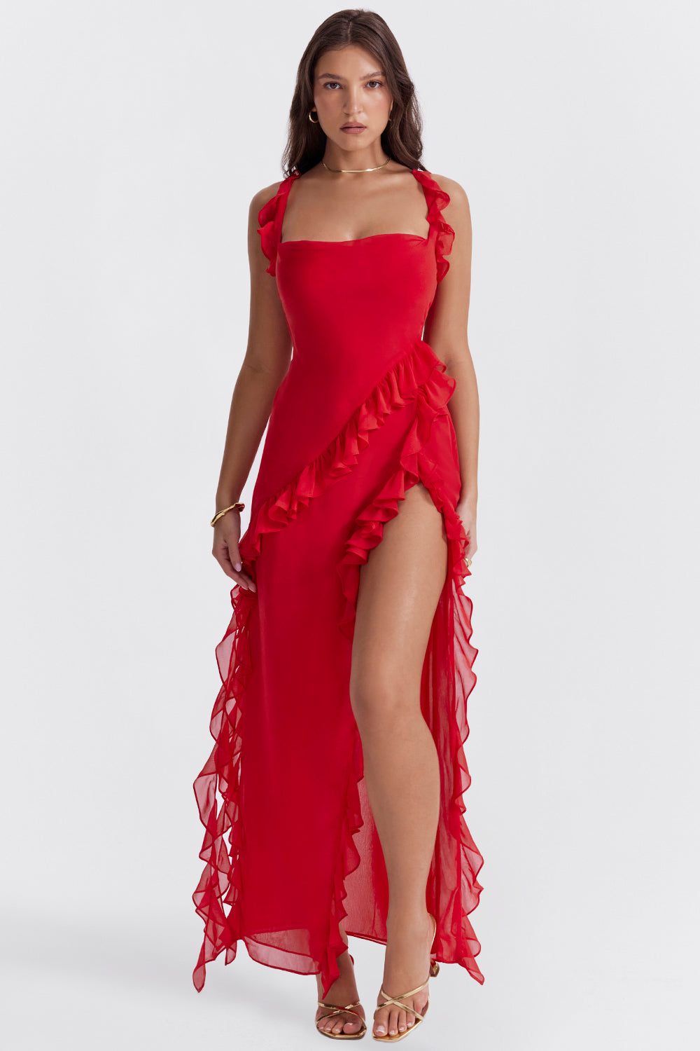 Elegant Ruffle Evening Gown