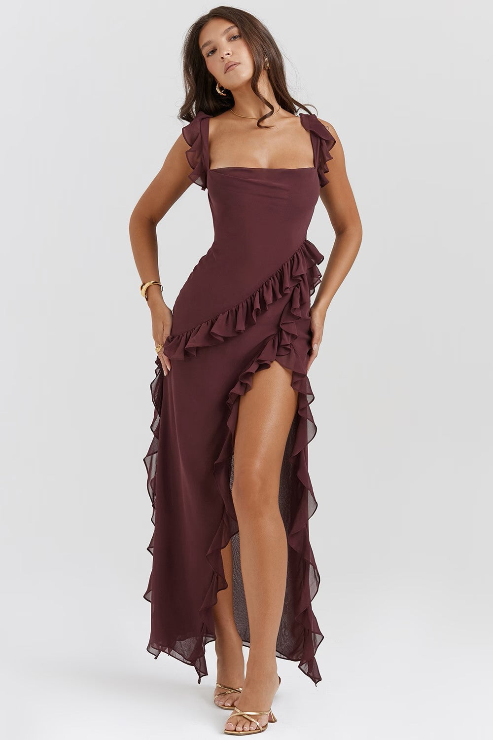 Elegant Ruffle Evening Gown