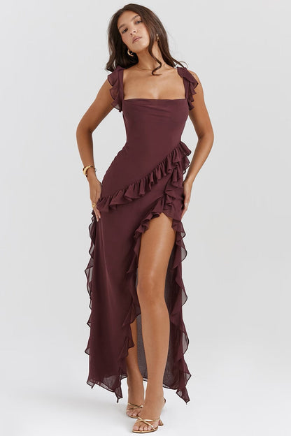 Elegant Ruffle Evening Gown