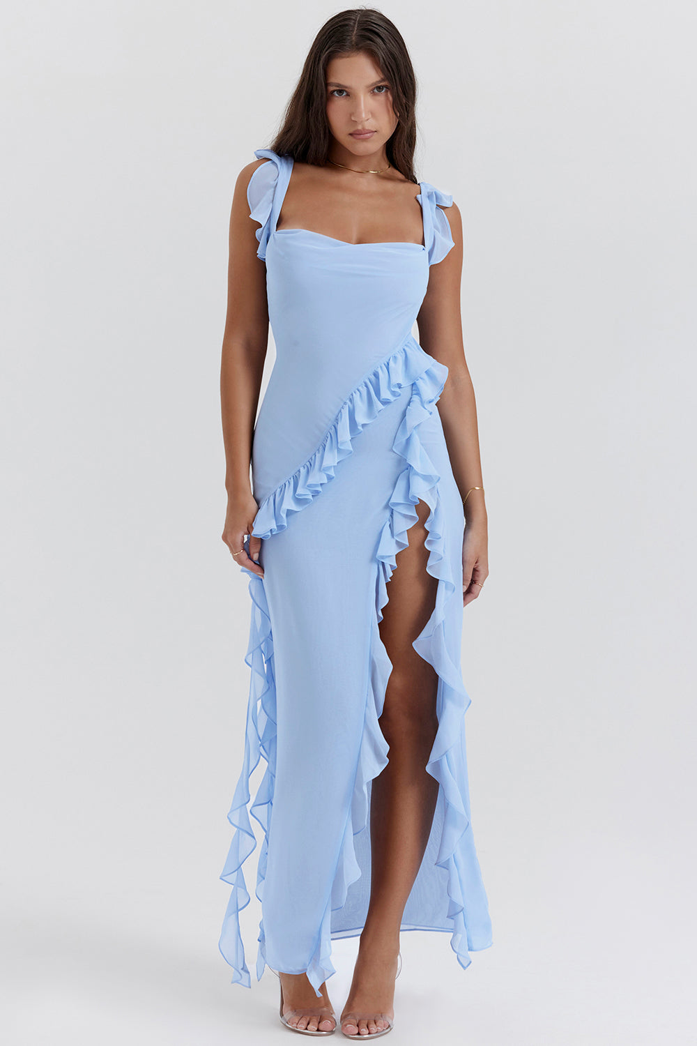 Elegant Ruffle Evening Gown