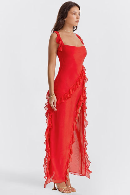 Elegant Ruffle Evening Gown