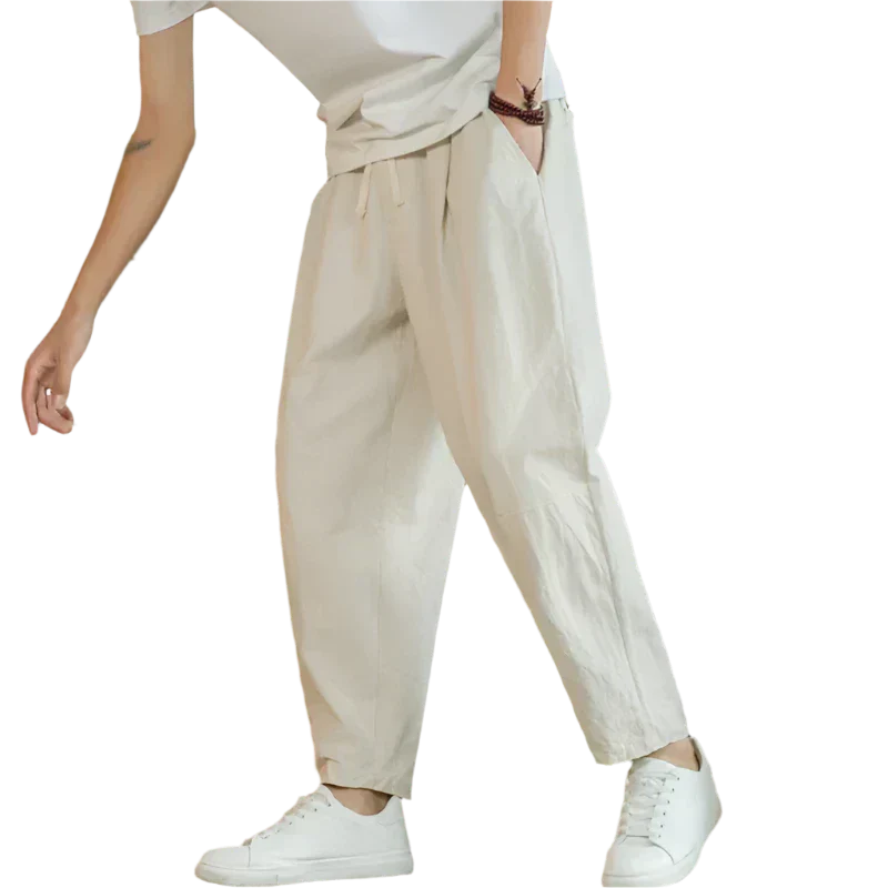 Men's Drawstring Cropped Pants Loose Fit - Fashinoza