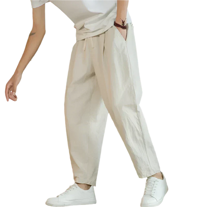 Men's Drawstring Cropped Pants Loose Fit - Fashinoza