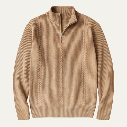 Men's Half Zip Knit Sweater Ashbury Stand Collar - Fashinoza