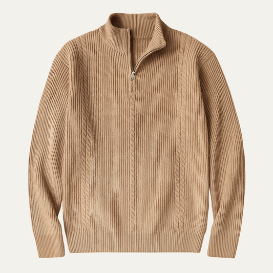 Men's Half Zip Knit Sweater Ashbury Stand Collar - Fashinoza