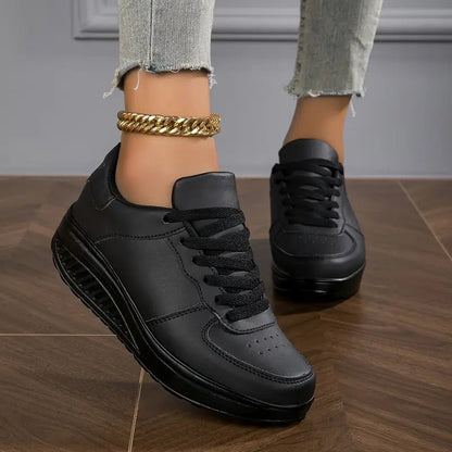 Women's Walking Shoes Platform Wedge Breathable PU Leather Trainers