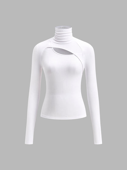 Women's Long Sleeve Turtleneck Cutout