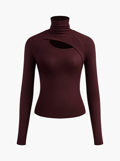 Women's Long Sleeve Turtleneck Cutout