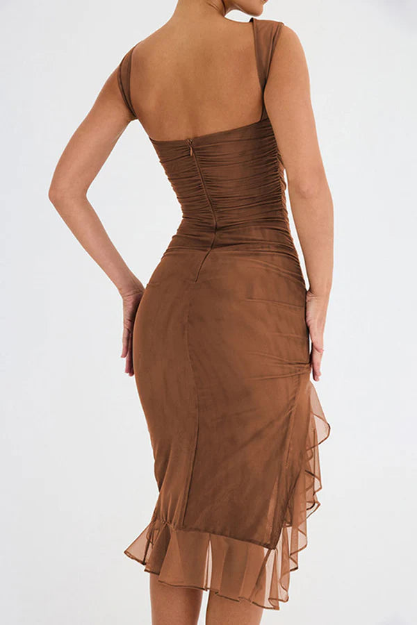 Women's Ruffle Midi Dress Elegant